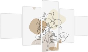 Obraz - Beżowe kwiaty z motylem N⁰1 (125x70 cm)