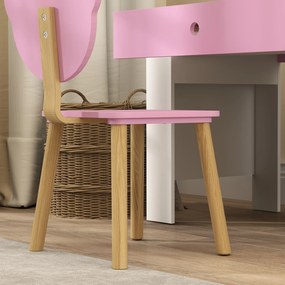 AIYAPLAY Zestaw biurka dla dzieci, stół roboczy i krzesło z misiem, szuflada, do pisania i tworzenia, 3-8 lat, Różowy