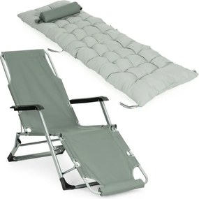 Leżak ogrodowy, składany, z poduszką Malta 010, szary