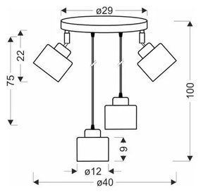 Czarna metalowa lampa wisząca Wama – Candellux Lighting