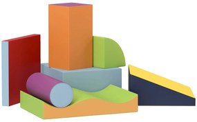 HOMCOM Klocki Piankowe dla Dzieci, rozwijają kreatywność, Skóra Syntetyczna, 40x40x20 cm, Wielobarwny, 1-3 Lata