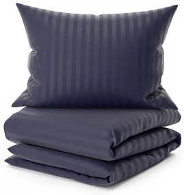 PrzytulneMieszkanie.pl PrzytulneMieszkanie.pl Pościel hotelowa z mikrofibry JASMINE PURE ciemnoniebieska - pasek 1 cm Rozmiar pościeli: 70 x 90 cm | 140 x 200 cm