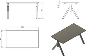Stół biurowy w stylu industrialnym Mars Manager Desk 150x80 cm
