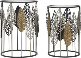 Zestaw Stolików Pomocniczych Liść 65, Wielokolorowy, 38x38x55 cm, Kendra Home