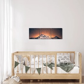 Obraz gwiaździstego nieba z górami (z zegarem) (90x30 cm)