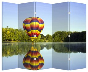 Parawan - Balon na ogrzane powietrze nad jeziorem (210x170 cm)