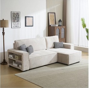 Narożnik sztruksowy "Opera" - 3-osobowy - beżowy