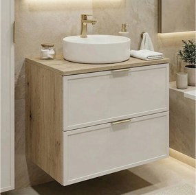 Szafka pod Umywalkę z Blatem 60cm Fronty Ramka Dąb Cremona / Kaszmir Roma