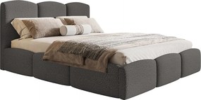 Emporius Roma Slim łóżko 140x200 z grubej pianki - łóżko dwuosobowe z pojemnikiem i stelażem - nowoczesne łóżko 140 x 200, boucle ciemny szary (Anthology 18)