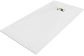 Mexen Hugo brodzik prostokątny SMC 180 x 90 cm, biały, maskownica złota - 42109018-G