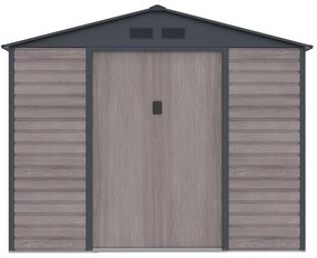 Metalowa wiata ogrodowa z ocynkowanej stali imitującej szare drewno, 7,17 m² - ADELMO