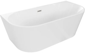 Mexen Oval wanna wolnostojąca przyścienna 170 x 80 cm, biała, przelew nikiel szczotkowany - 52671708000-97