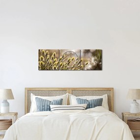 Obraz - Zieleń (z zegarem) (90x30 cm)
