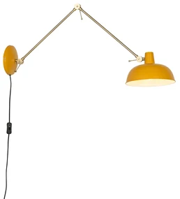 Inteligentny Kinkiet / Lampa scienna stalowy żółty z brązem z WiFi P45 - Milou Retro Oswietlenie wewnetrzne