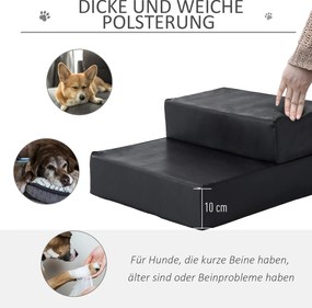 PawHut Schody dla zwierząt Składane schodki dla psa kota Mata antypoślizgowa czarna 45x39x20cm | Aosom PL