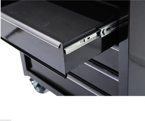 Skrzynka Narzędziowa HOMCOM, Szafka na Narzędzia, na Kołach, 5 Szuflad, Stal, Czarny