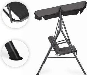 Huśtawka ogrodowa Cozy z regulowanym daszkiem, kolor szary