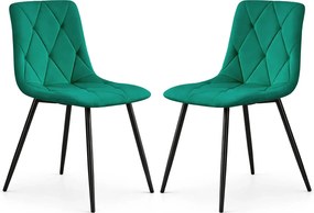 Zestaw 2 zielonych krzeseł pikowanych P3-E77