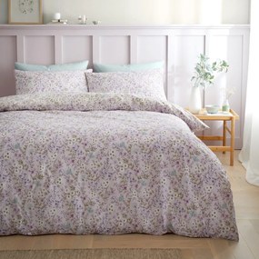Lawendowo-beżowa bawełniana pościel dwuosobowa 260x220 cm Ditsy Floral – Bianca