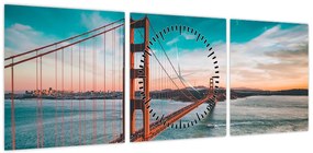 Obraz - Golden Gate, San Francisco (z zegarem) (90x30 cm)