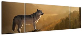 Obraz wilka na skale (170x50 cm)