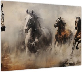 Obraz - Obraz olejny przedstawiający konie (70x50 cm)