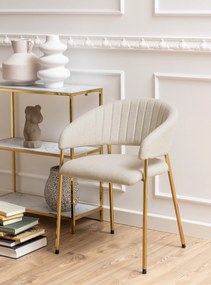 Krzesło do jadalni glamour na złotych nogach Ann beżowe