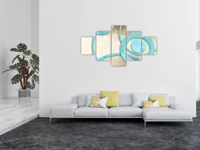 Obraz - Niebieskie koła na akwareli (125x70 cm)