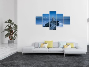 Obraz latarni morskiej i morza (125x70 cm)