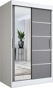 Szafa dwudrzwiowa z drzwiami przesuwnymi biały + antracyt 120x200 przesuwna F7-Z67