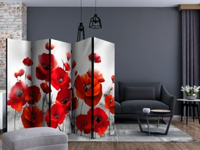 Parawan dwustronny Kwiaty 225x172 cm 5-częściowy szary ARTGEIST B