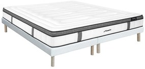 Zestaw 180 x 200 cm: łóżko tapicerowane + materac hybrydowy ze sprężynami kieszeniowymi (7 stref) i pianką z pamięcią kształtu, grubość 30 cm – OLIANE by YSMÉE