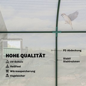 Outsunny Szklarnia z oknem, drzwiami, foliowa konstrukcja stalowa, 300x100x200cm, Biały | Aosom PL