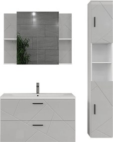 Zestaw mebli łazienkowych biały/biały wysoki połysk 100x44.6x57 irma