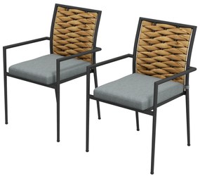 Outsunny Fotele ogrodowe Fotele zewnętrzne Fotele tarasowe, odporne na warunki atmosferyczne, nowoczesny design, 57 x 58 x 87cm, Szary