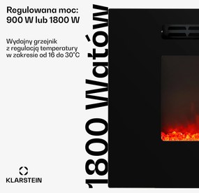 Klarstein Galeras 1800W 102cm Kominek Elektryczny Naścienny Czarny