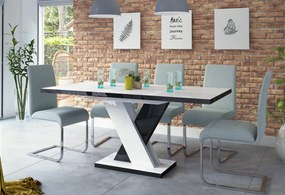 Rozkładany stół w wysokim połysku Dixon biały / czarny