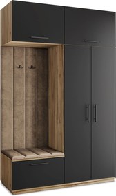 Masseno Garderoba REMA 150/240/60 cm Nowoczesna Szafa do Przedpokoju Dąb wotan, MONOLITH 09 (Beżowy)