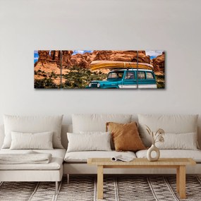 Obraz pojazdu terenowego w górach (170x50 cm)
