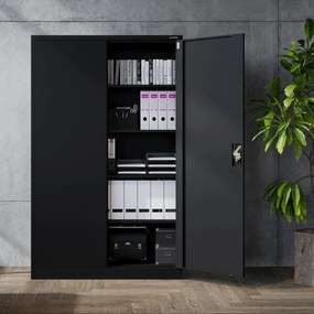 Szafa biurowa metalowa na dokumenty czarna JAN II, 1150 x 1850 x 400 mm