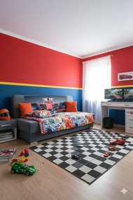 Ciemnoszara wersalka rozkładana z motywem F1 E1-B58