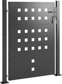 Outsunny Furtka ogrodowa z ocynkowanej stali, metalowa furtka z uchwytem, zamkiem i 3 kluczami, zamykana bramka 105x130 cm, ciemnoszara | Aosom PL