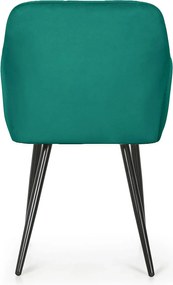 Zestaw 6 zielonych metalowych krzeseł pikowanych R6-R93