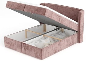 Różowe łóżko boxspring ze schowkiem 180x200 cm Passion – Maison de Rêve