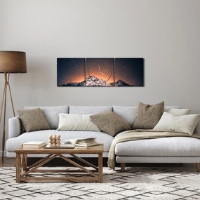 Obraz nocnego nieba z górą (z zegarem) (90x30 cm)