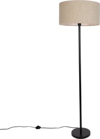 Nowoczesna lampa podłogowa czarna z beżowym abażurem bouclé 50cm - Simplo