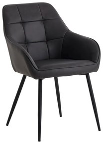 Ciemnoszare krzesła z imitacji skóry z podłokietnikami zestaw 2 szt. Nolan Square – Unique Furniture