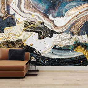 Fototapeta - Marmur ze złotą dekoracją (196x136 cm)