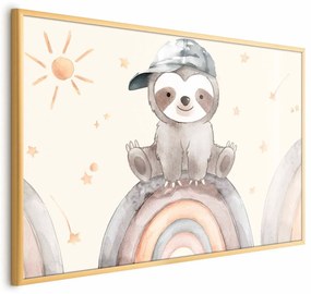 Plakat Pośród gwiazdek i tęcz 60x40 cm z ramą złotą bez marginesu ARTGEIST B