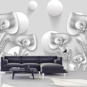 Fototapeta - Srebrne kwiaty (196x136 cm)
